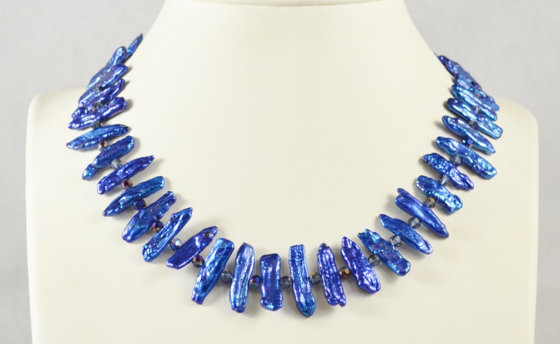 Blue freshwater stick Pearl necklace