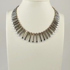 Silver plated Hematite with champagne crystals, Cleopatra necklace