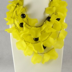 Yellow petal chrochet with black glass beads