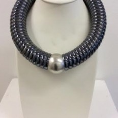 Hematite coloured beadcaps and large silver ball
