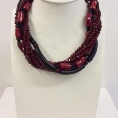 Red Coral, Philippine hard wood, blood red crystals multi strand