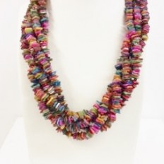 Multi coloured mother of pearl, multi strand necklace