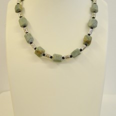 Gorgeous, rough Jade nuggets with matt black Onyx spacers