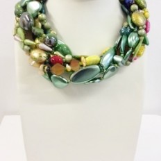 Greens, summer colours multi strand necklace