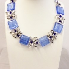 Blue silverlined glass squares with bows £35 NOW £20