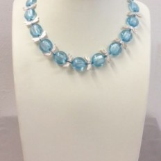 Pale blue silver lined glass beads and wings