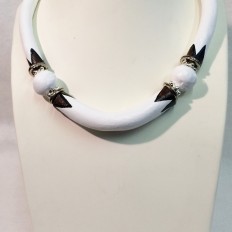 Handmade air dried clay tubes & hand painted necklace £75 NOW £35