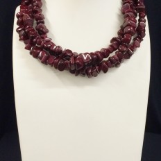 Deep red stone multistrand necklace