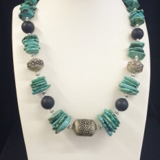 Turquoise rondelles with antique Moroccan spacer beads