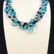 Blue and black glass multistrand