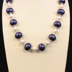 Blue sea shell pearls with large white freshwater Pearls