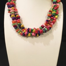 Colourful dyed Howlite 3 strand necklace