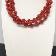 Faceted Coral 3 strand necklace