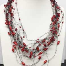 Red miracle beads on black copper crochet wire £50 NOW £35