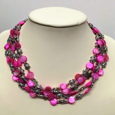 Turtles and pink mother of pearl multi-strand