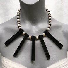 Black and white piano necklace with freshwater Pearls