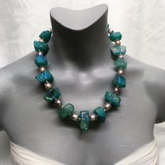 Aqua blue electro-plated Agate nuggets with BIG freshwater Pearls