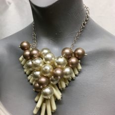 White and soft pink eclectic necklace