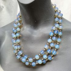 Gorgeous, man-made Moonstone round beads – 3 strand necklace