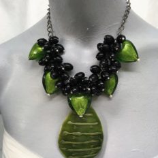 Green and black eclectic necklace with optional MOP pendant £75 NOW £35