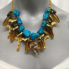 Small ceramic cherub with gold crosses – eclectic necklace £95 NOW £75