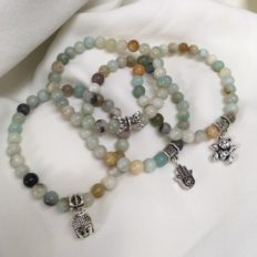 Amazonite bracelets – 6mm stone with charm or bead