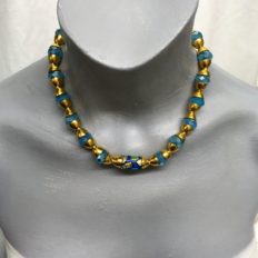 Blue crystals with gold-leaf glass bead £25 NOW £15