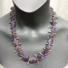 Lavender Amethyst with freshwater stick Pearls