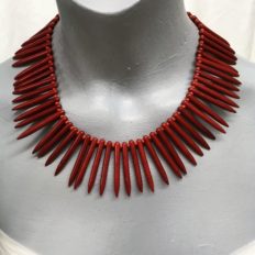 Red Howlite spike necklace