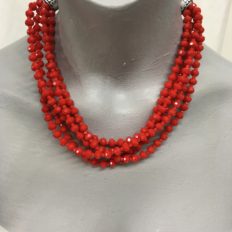 Red crystal multi-strand necklace £55 NOW £40