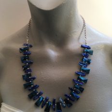Blue freshwater stick Pearls with crystals necklace £65