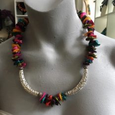 Colourful mother of pearl beads with 2 focal tubes necklace £45 NOW £25