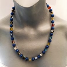 Electroplated Lava beads with millefiori glass £35