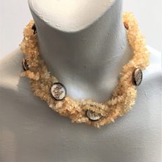Citrine twist necklace with copper rimmed glass beads £125 NOW £75