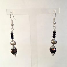 Purple crystal and freshwater Pearl earrings £7.50