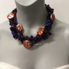 Electropated Agate – deep purple – with large red glass beads £95 NOW £65