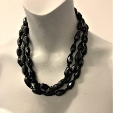Black jet faceted glass, 3 strand – £65 NOW £35