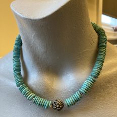 Turquoise necklace with Sterling Silver focal – Price £65