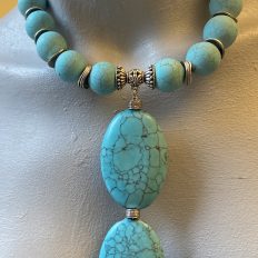 Turquoise Howlite with pendant and chain – £45
