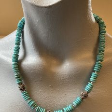 Turquoise necklace with antiqued beads – £45