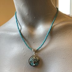 Turquoise Howlite tree of life pendant – Sold