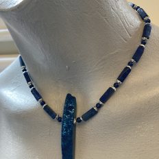 Electroplated Rock Crystal shard with Lapis Lazuli – £35